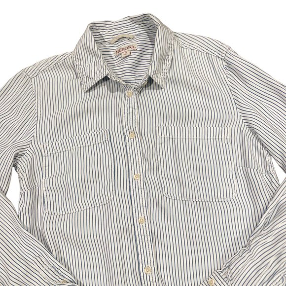 Blue and White Stripe Button Down, Size Small - Picture 5 of 8